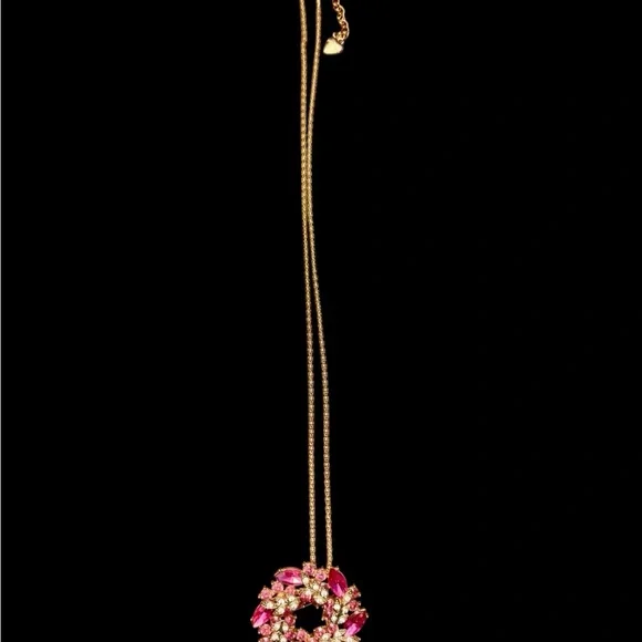Pink and Gold Floral Pendant Necklace / broach - Picture 4 of 5
